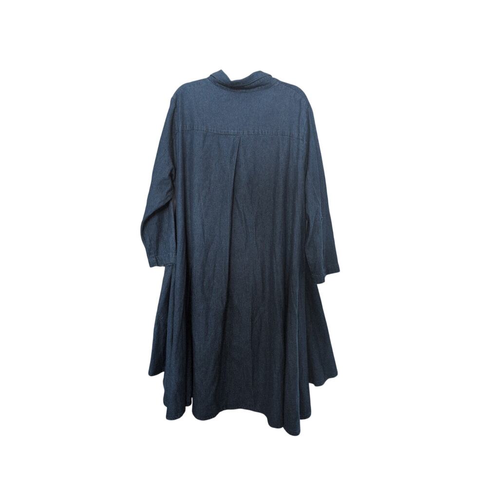 Boho Denim Swing Dress XL  Long Sleeve High Low Hem Tunic Shirt Vintage EUC - Picture 4 of 4